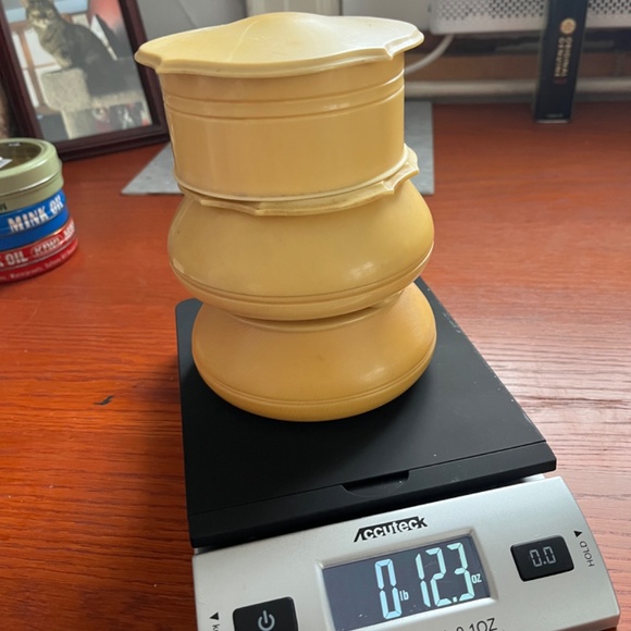 3 Vintage Faux Ivory Powder Jars Celluloid Du Barry Pyralin England Containers - Picture 14 of 15